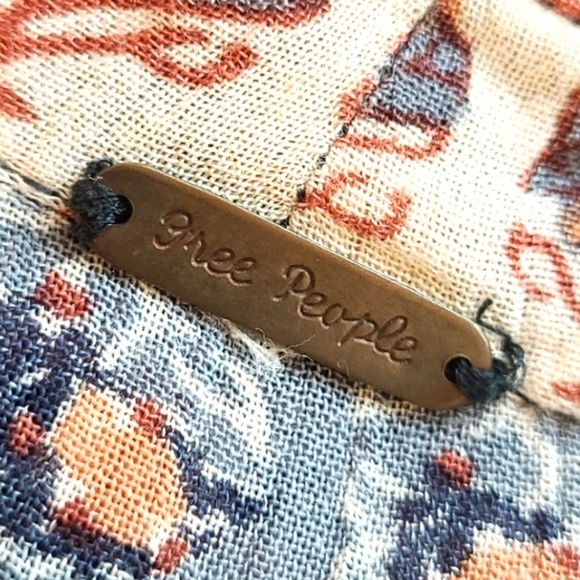 FREE PEOPLE Indian Inspired Print Button Front Top - Picture 7 of 8